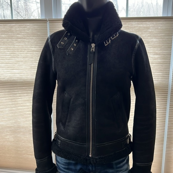 100% Shearling Flight Jacket made in India by Idleman. Color: Black Size: Large - Picture 9 of 14